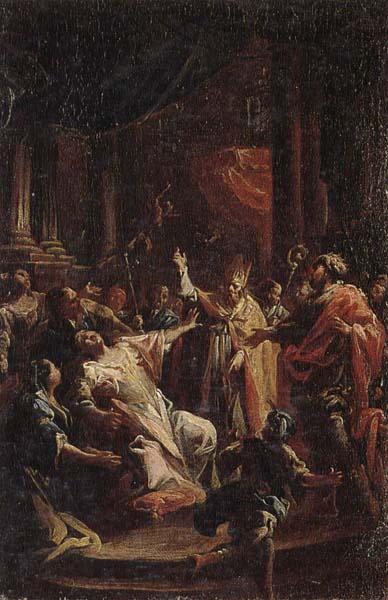 Francesco Monti Saint geminianus exorcising devils from the daughter of the emperor of constantinople Germany oil painting art